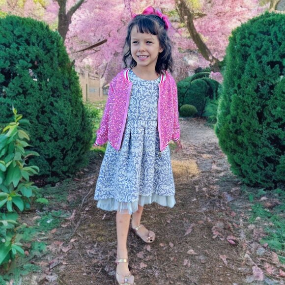 Oshkosh Girl's Fit & Flare Floral Dress Sleeveless Low-High Princess Holiday 5T - Picture 4 of 13